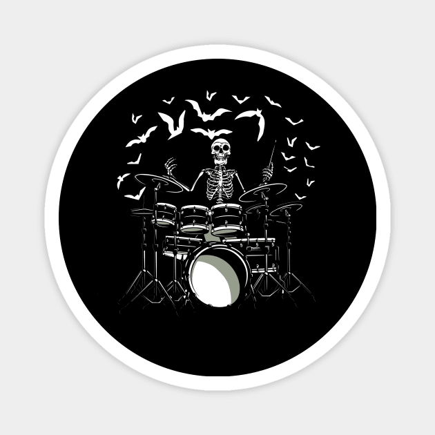 Drummer Skeleton Playing Drums Magnet by UNDERGROUNDROOTS